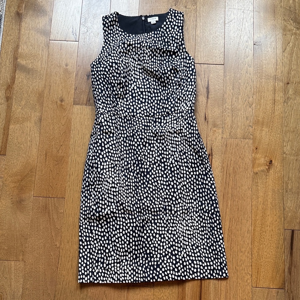 Elegant Navy and White Polka Dot Dress